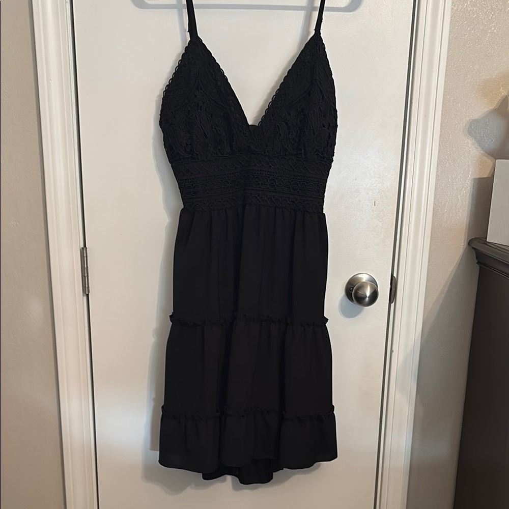 Black Sleeveless Plunge Sundress